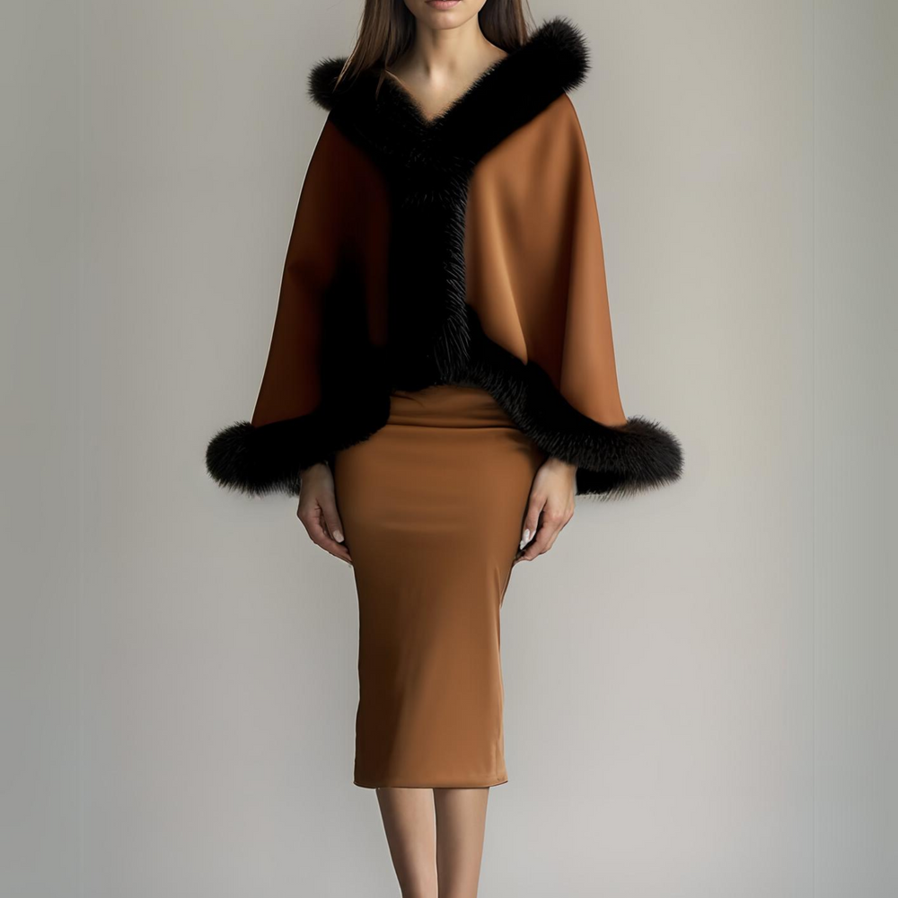 CHOCOLATE CLARISSA FUR WRAP COAT